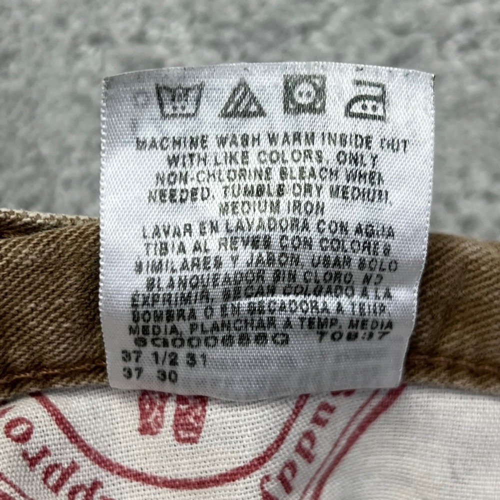 VINTAGE Lee Dungarees Carpenter Jeans Mens 36x30 Tan Cotton Canvas Workwear - Picture 6 of 16
